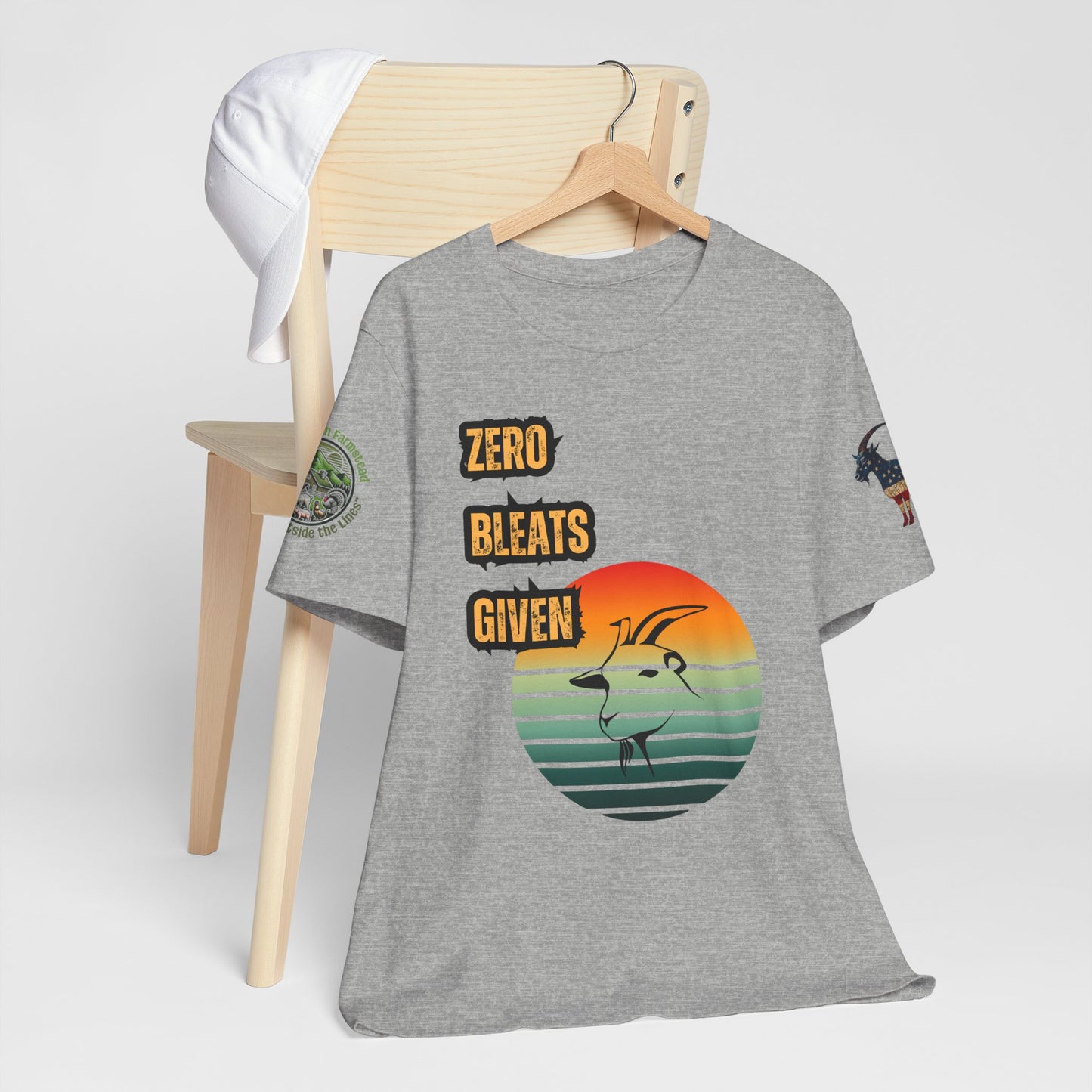 Zero Bleats Given Funny Goat Retro Tee