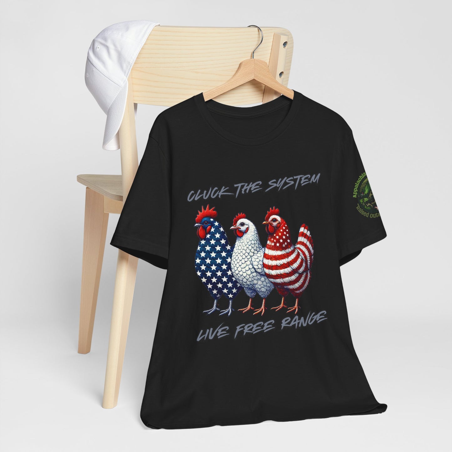 Cluck The System, Live Free Range! Tee
