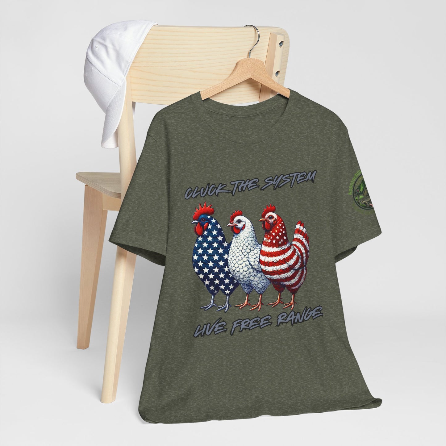 Cluck The System, Live Free Range! Tee