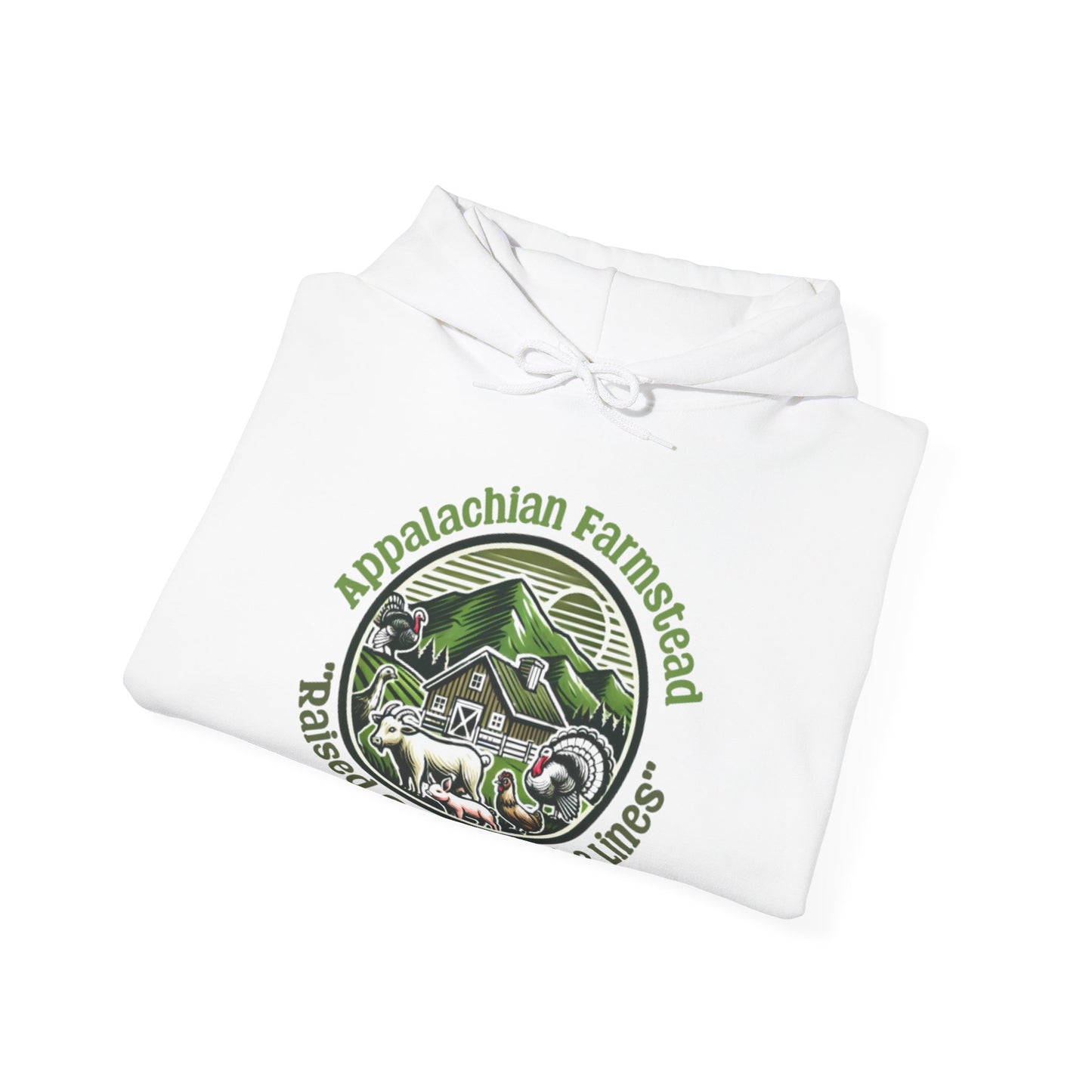 Appalachian Farmstead Logo, Raised Outside the Lines Hoodie