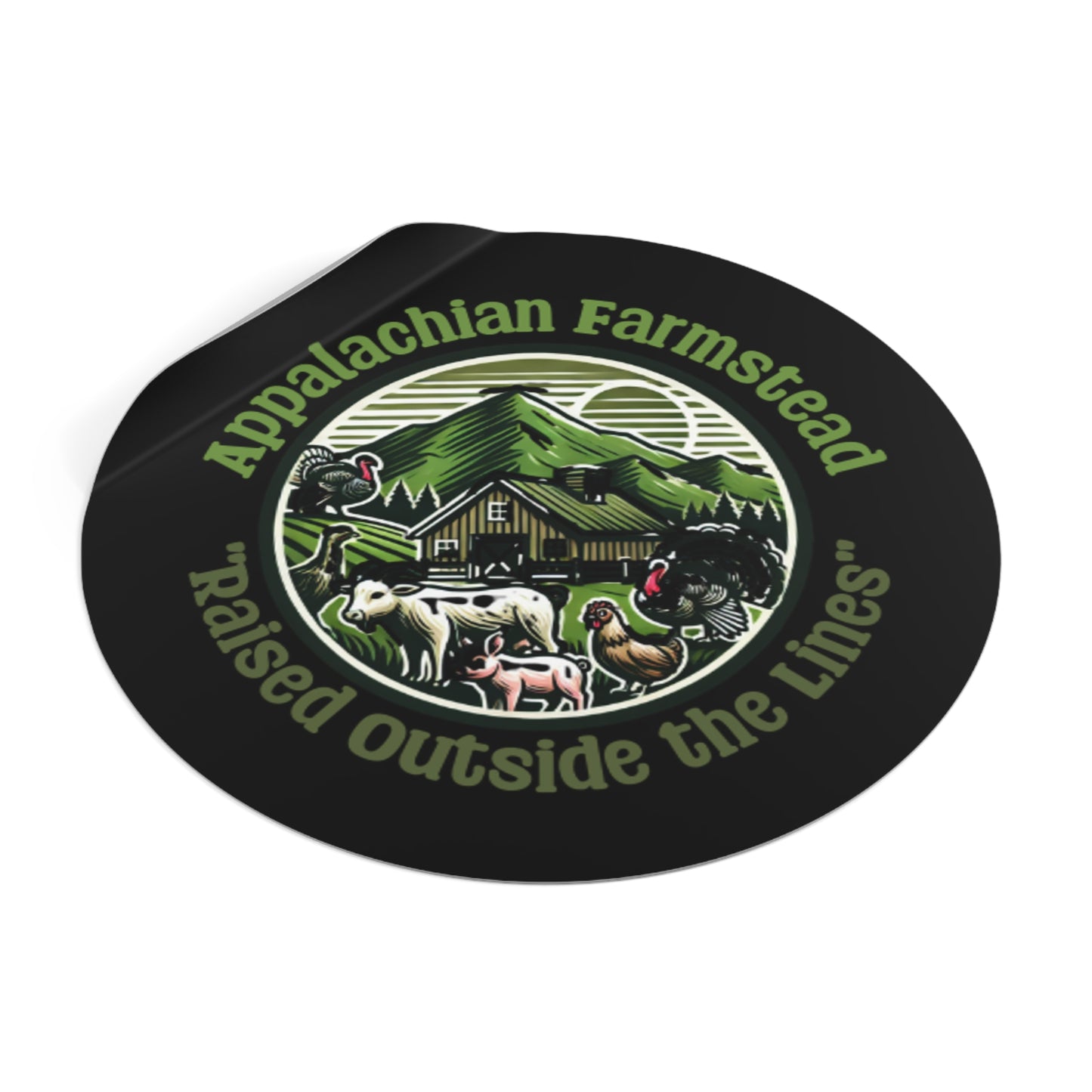 Appalachian Farmstead Round Sticker – Raised Outside The Lines