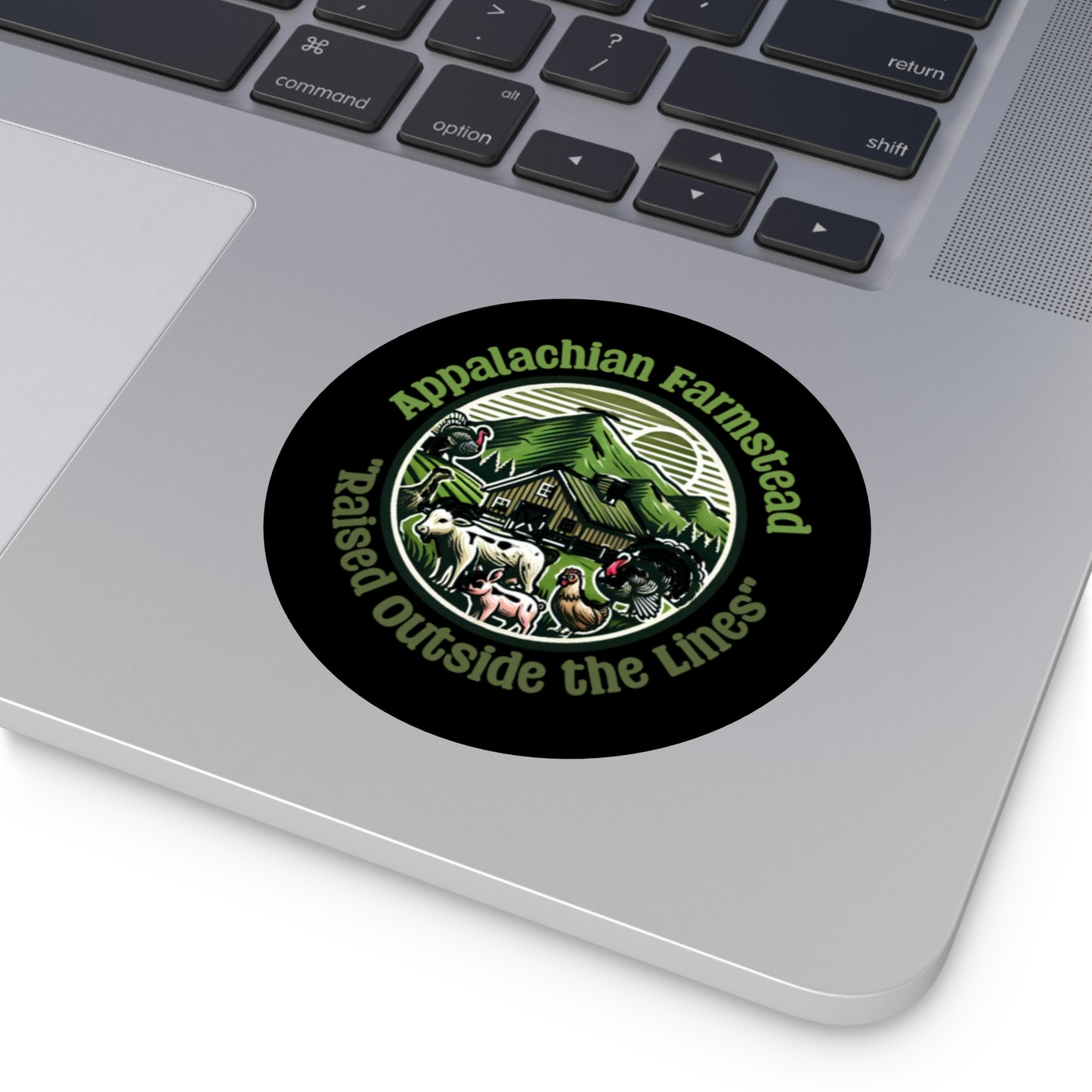 Appalachian Farmstead Round Sticker – Raised Outside The Lines