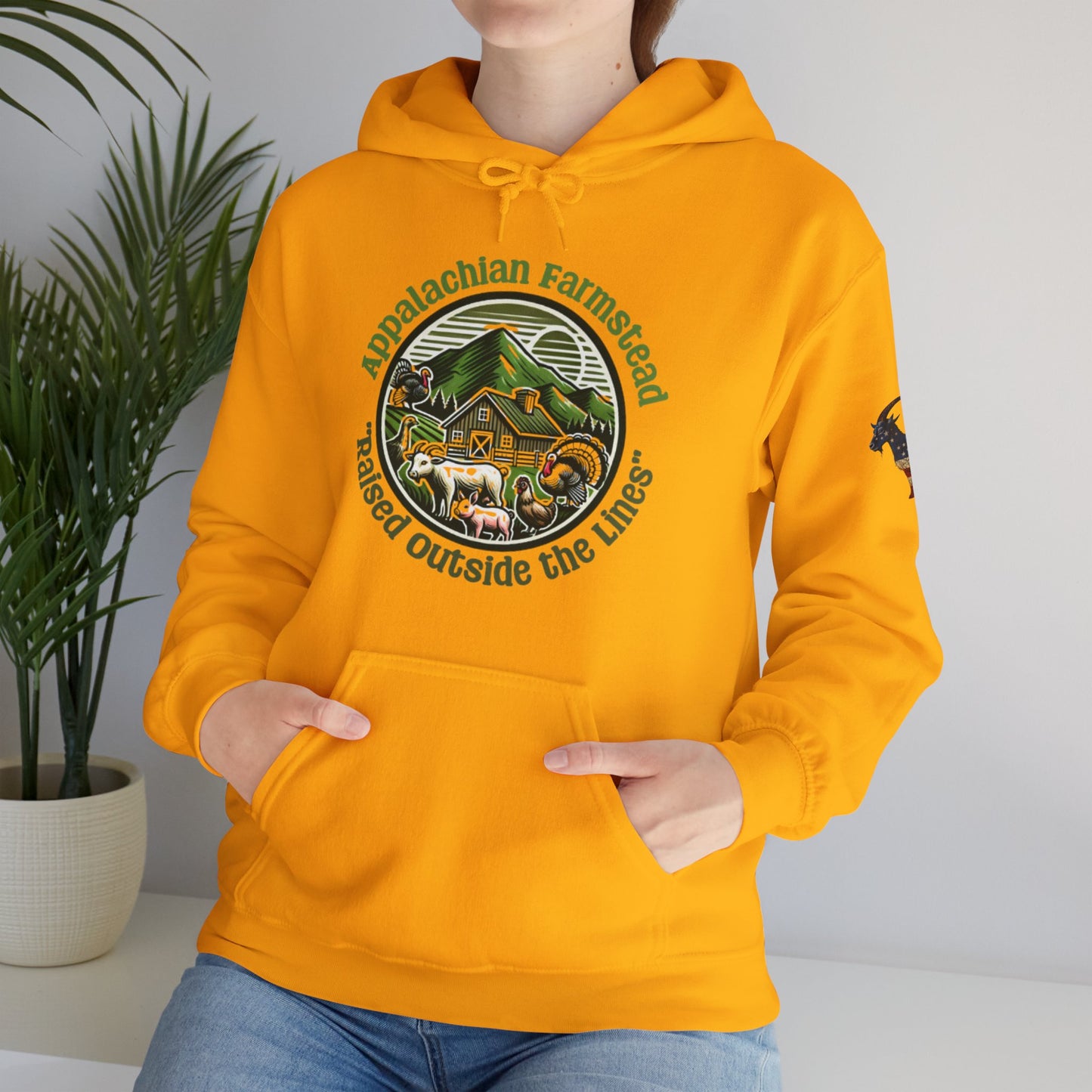 Appalachian Farmstead Logo, Raised Outside the Lines Hoodie