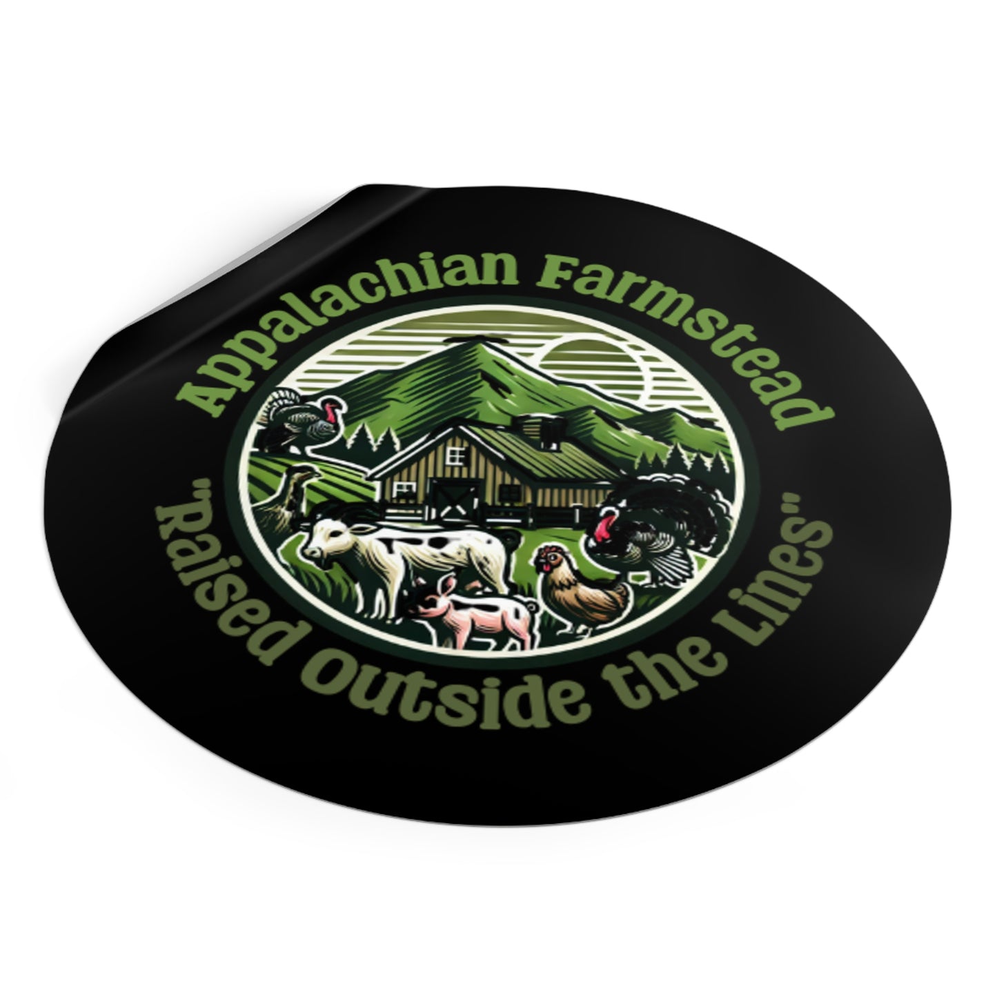 Appalachian Farmstead Round Sticker – Raised Outside The Lines