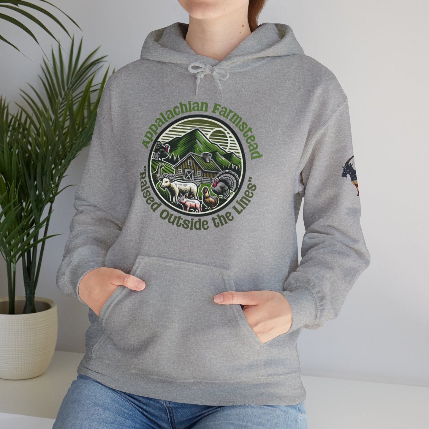 Appalachian Farmstead Logo, Raised Outside the Lines Hoodie