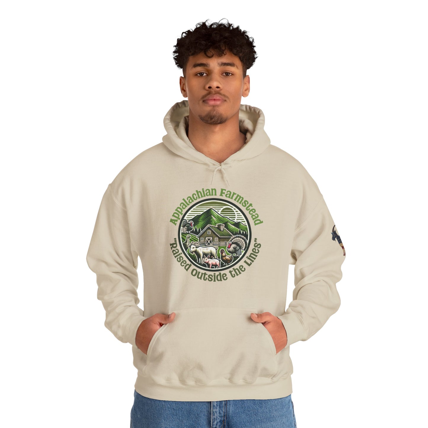 Appalachian Farmstead Logo, Raised Outside the Lines Hoodie