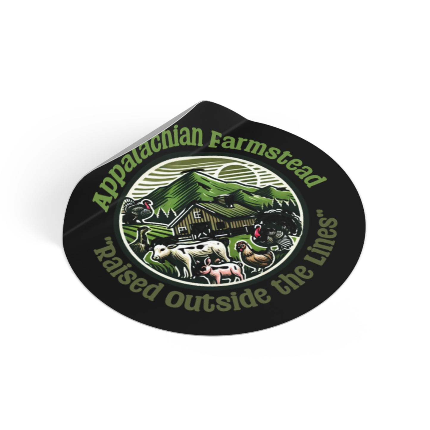 Appalachian Farmstead Round Sticker – Raised Outside The Lines