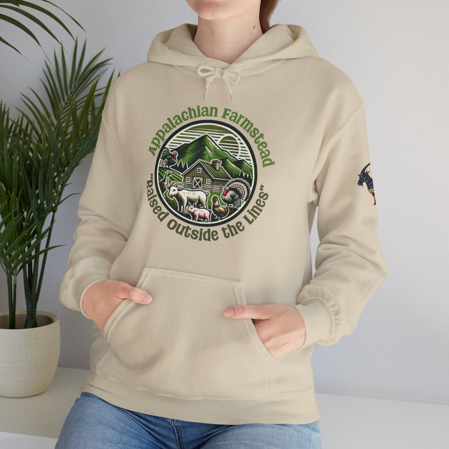 Appalachian Farmstead Logo, Raised Outside the Lines Hoodie