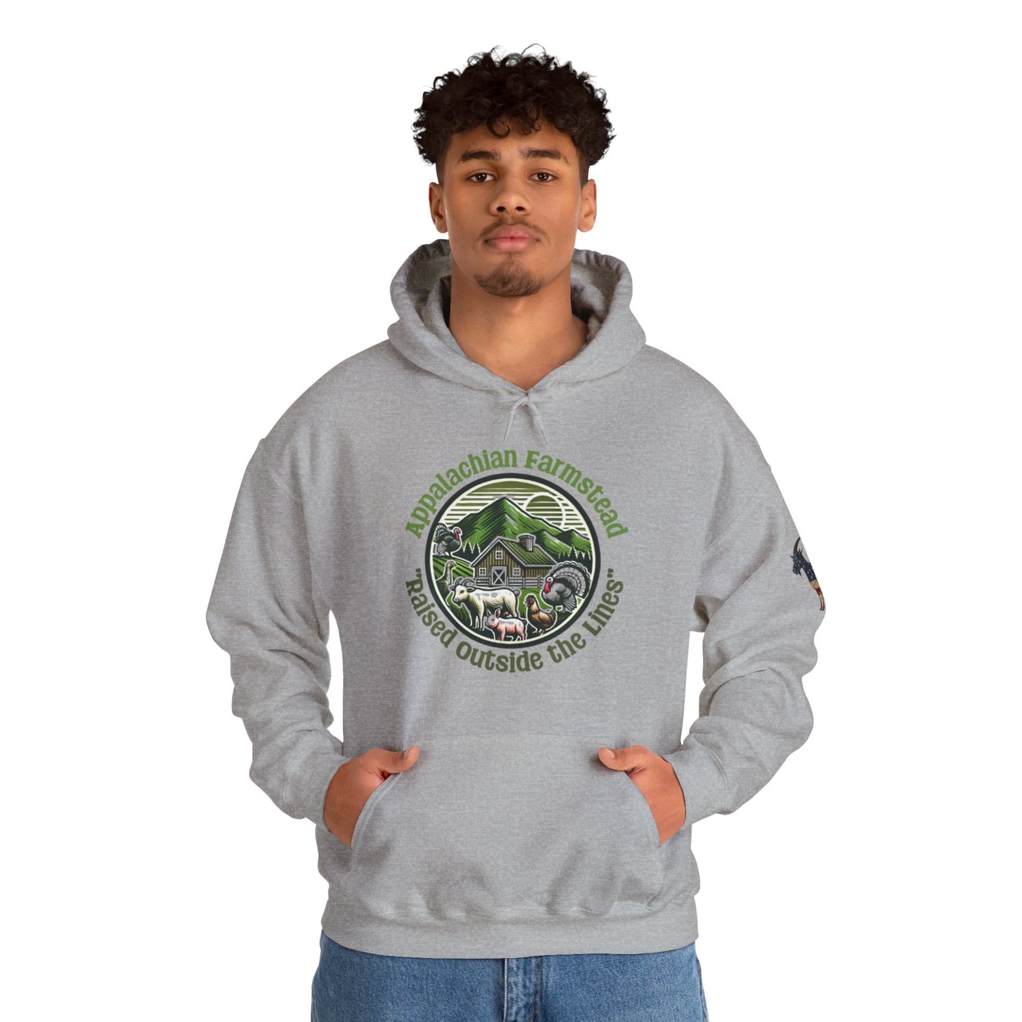 Appalachian Farmstead Logo, Raised Outside the Lines Hoodie