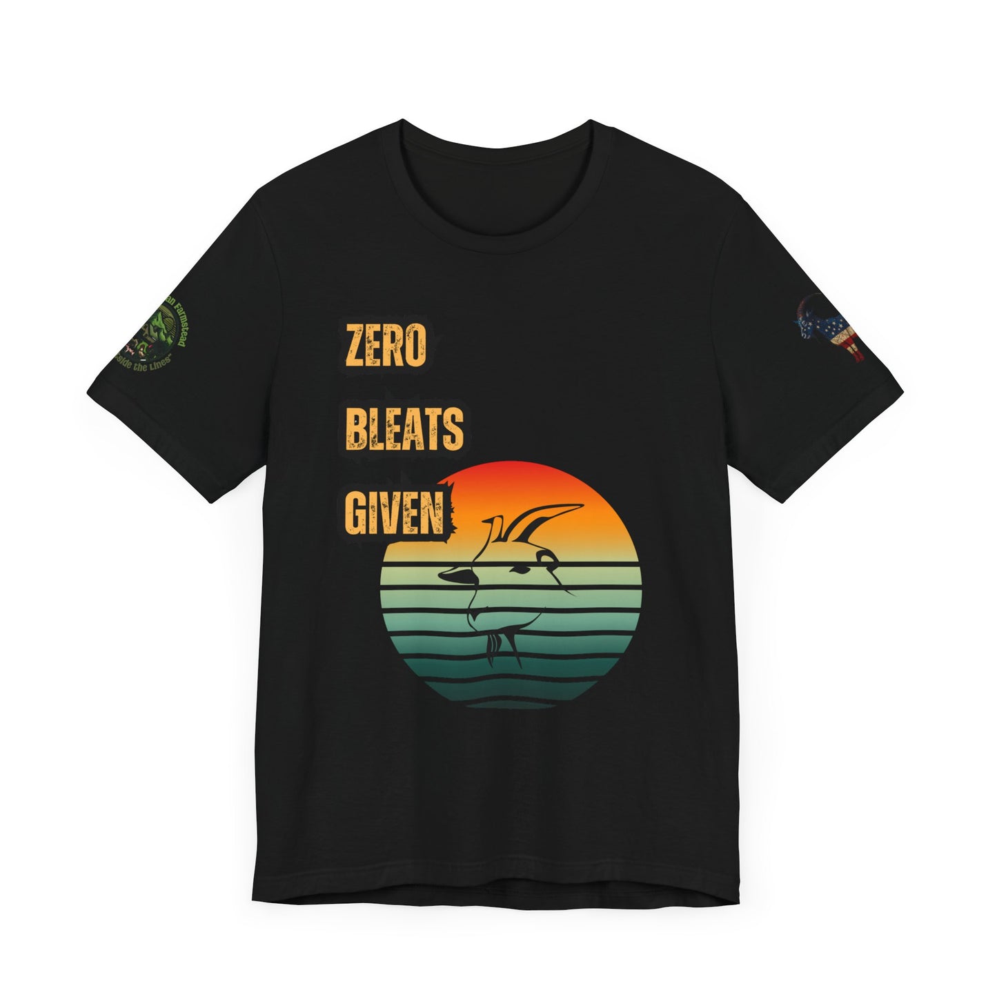 Zero Bleats Given Funny Goat Retro Tee