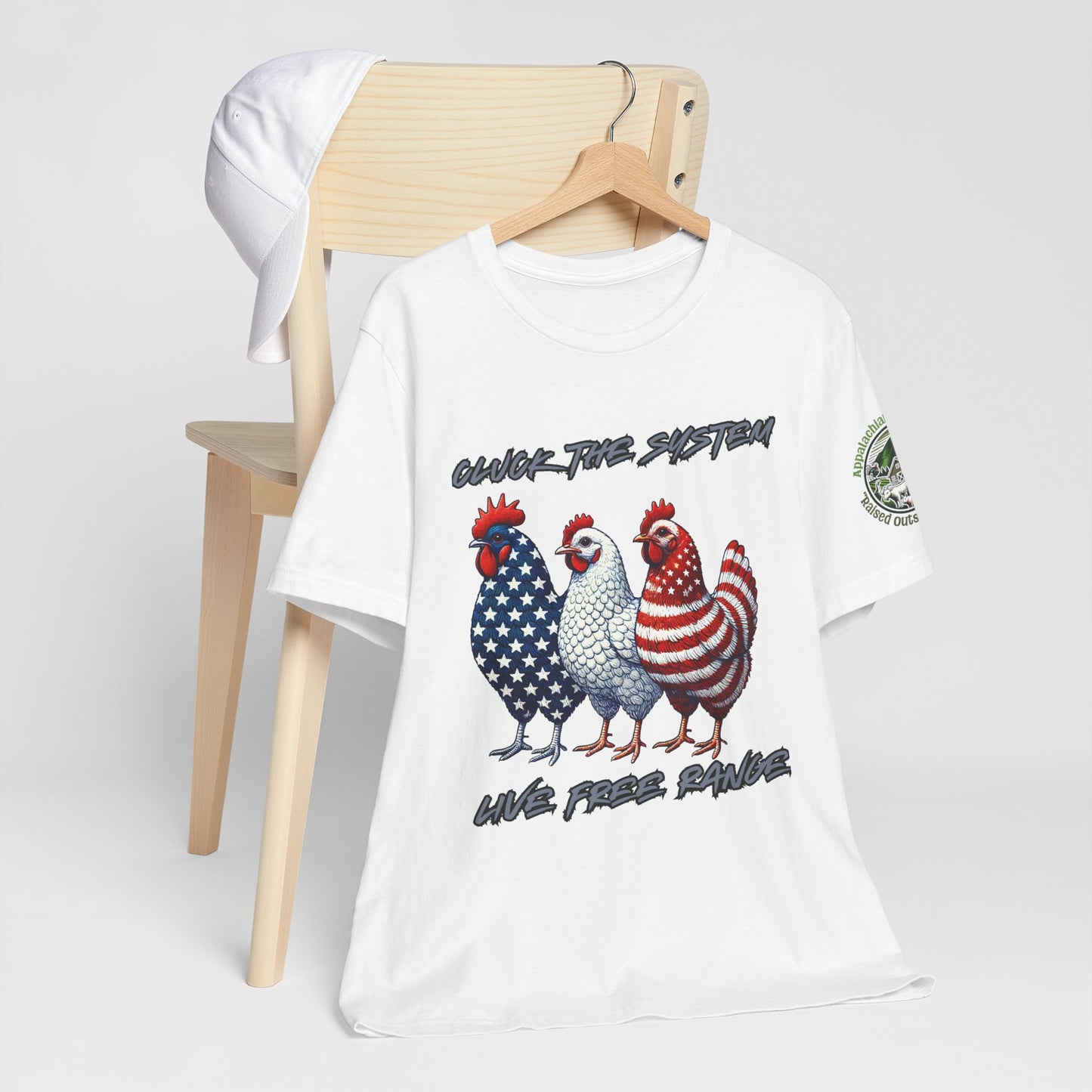 Cluck The System, Live Free Range! Tee