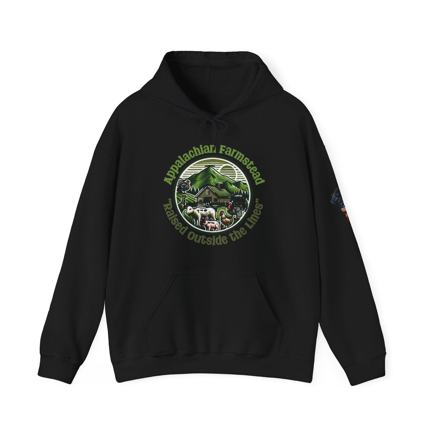 Appalachian Farmstead Logo, Raised Outside the Lines Hoodie