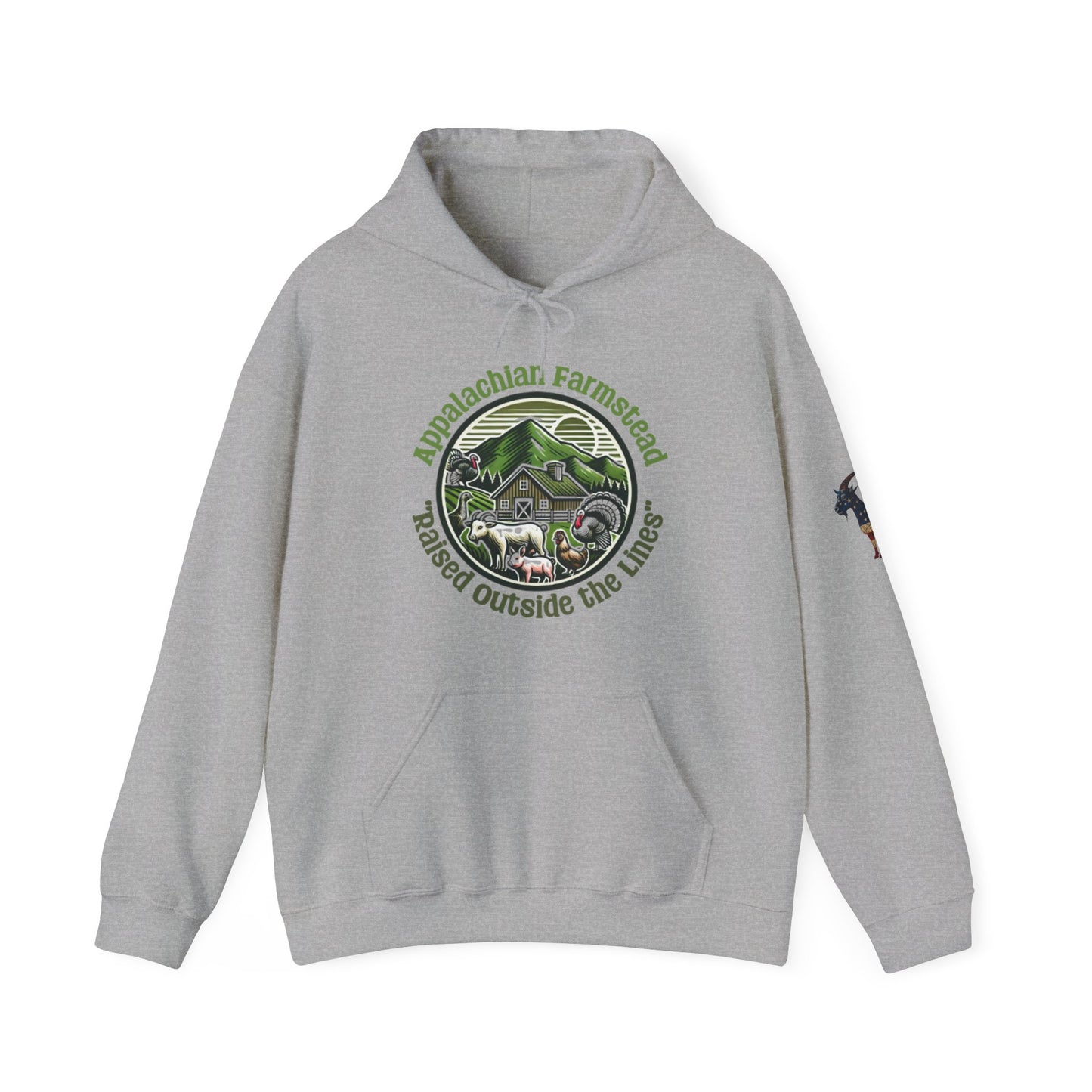 Appalachian Farmstead Logo, Raised Outside the Lines Hoodie