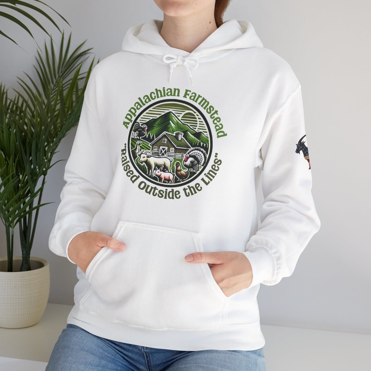 Appalachian Farmstead Logo, Raised Outside the Lines Hoodie