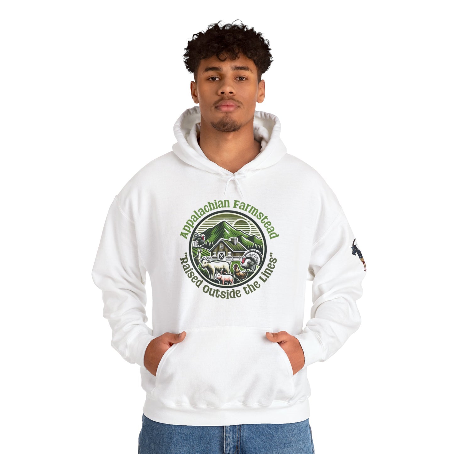 Appalachian Farmstead Logo, Raised Outside the Lines Hoodie