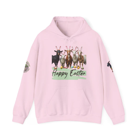 Funny Easter goat hoodie with bunny ears design on light Pink sweatshirt