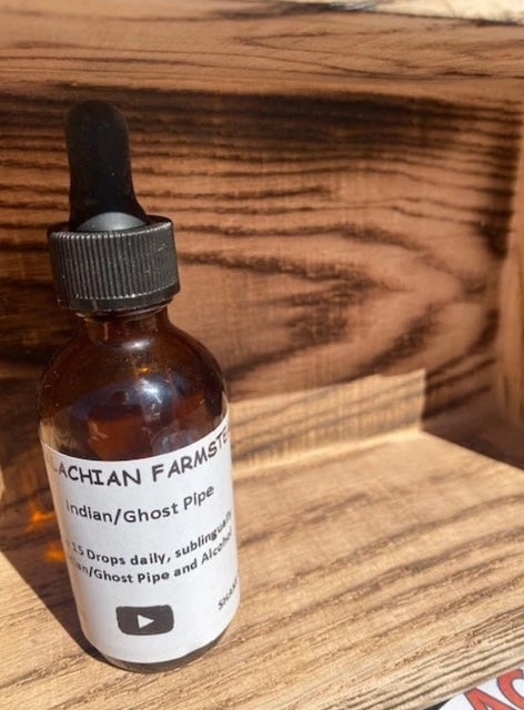Ghost Pipe tincture bottle with dropper – organic herbal extract – 2oz